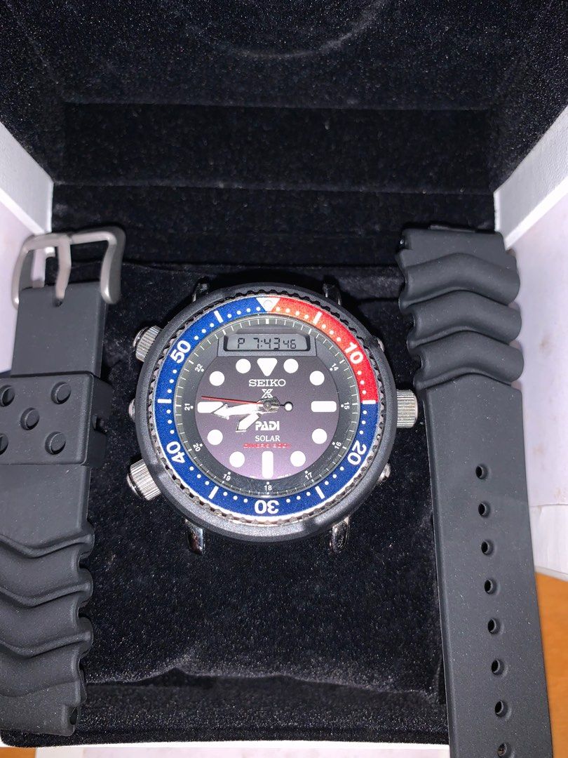 Seiko Arnie Pepsi Bezel Dive watch Padi Ana Digi Solar diver