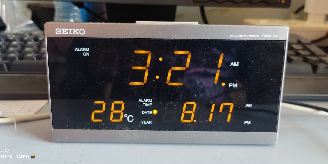 Seiko desktop clock with alarm & temperature, Furniture & Home Living