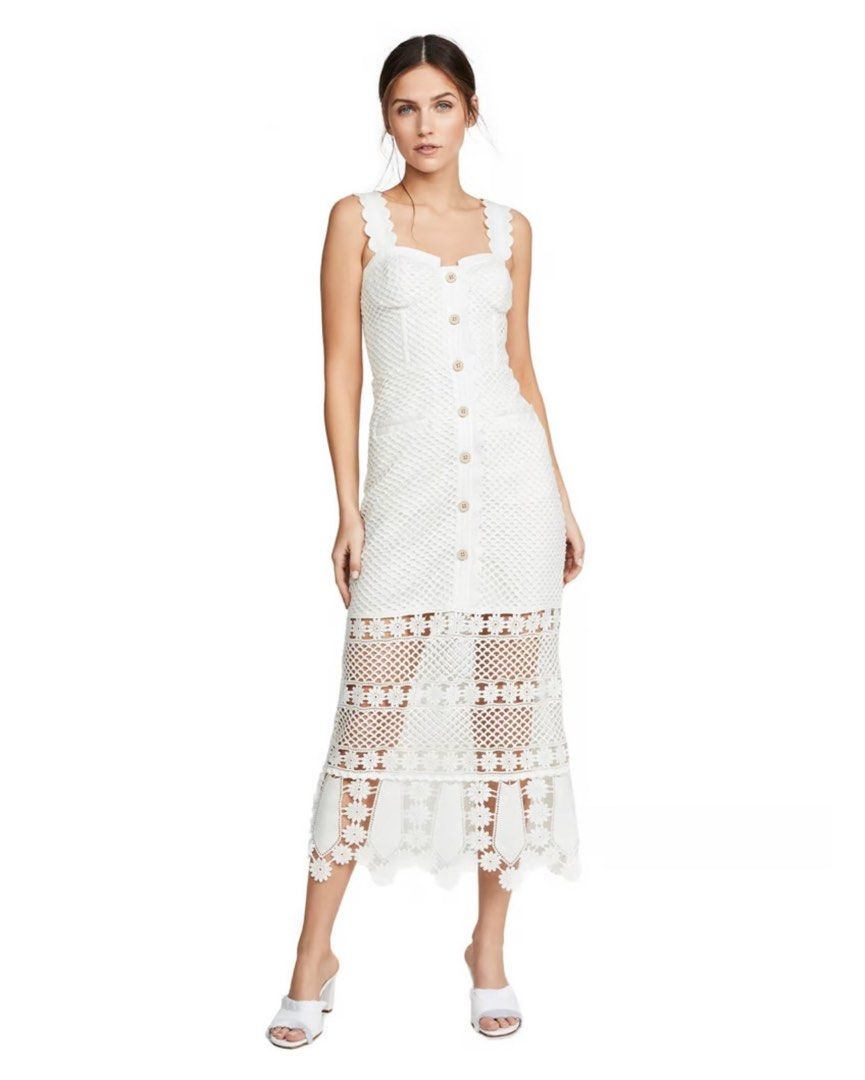 Self portrait fishnet crochet dress sales