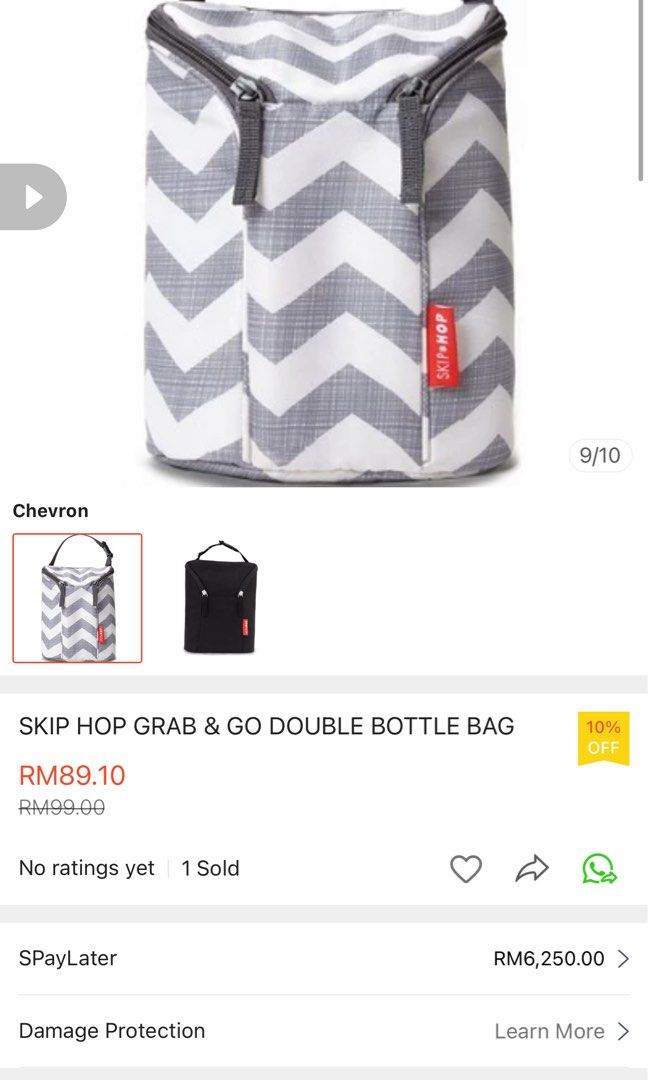 Skip Hop Grab & Go Double Bottle Bag (Chevron)
