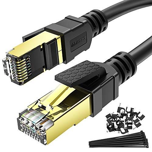 ZOSION Cat 8 Ethernet Cable 100 ft High Speed 40Gbps 2000Mhz Internet Patch  Cable Cord, Heavy Duty 26AWG Shielded Cat8 LAN Network Cable with RJ45