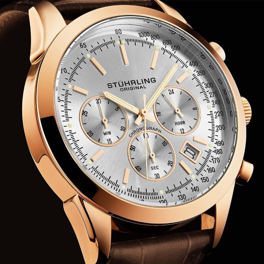 Stuhrling Original Mens Dress Watch Chronograph Analog Watch Dial