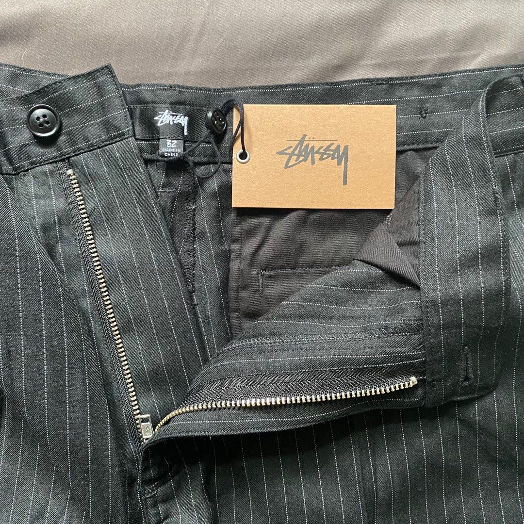 Stussy Striped Volume Pleated Pants W32, 男裝, 褲＆半截裙, Chino褲