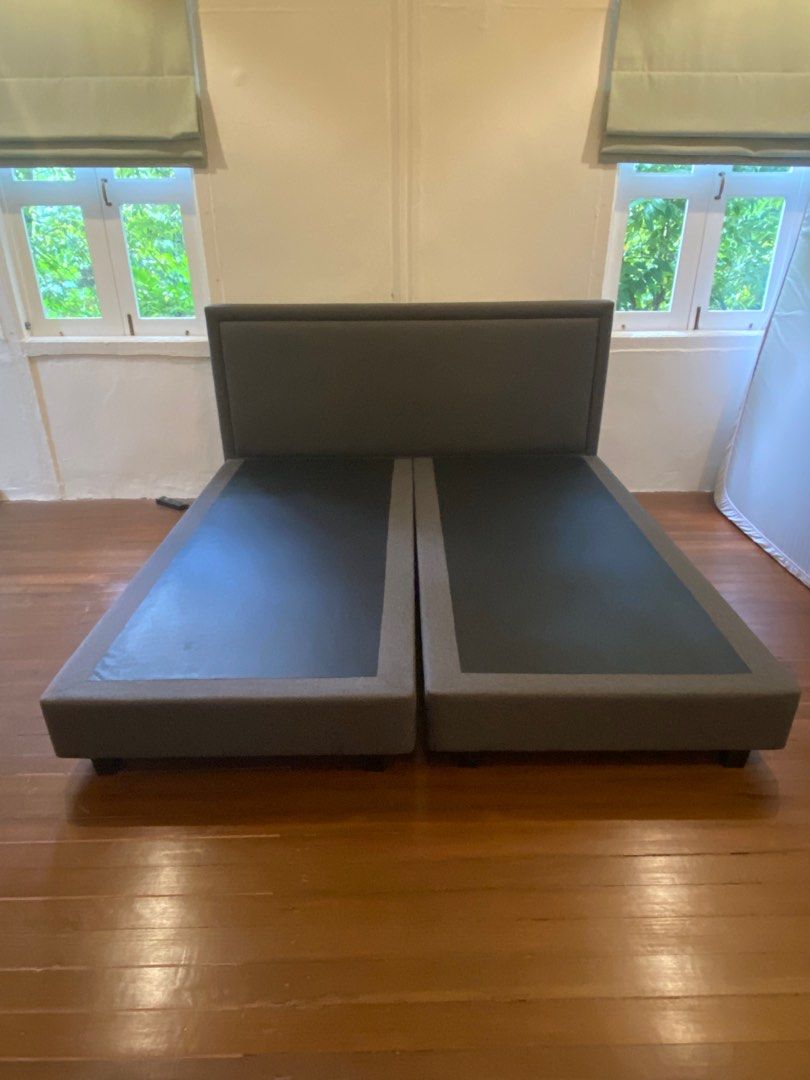 Super King Bed frame + fabric padded headboard, Furniture & Home Living