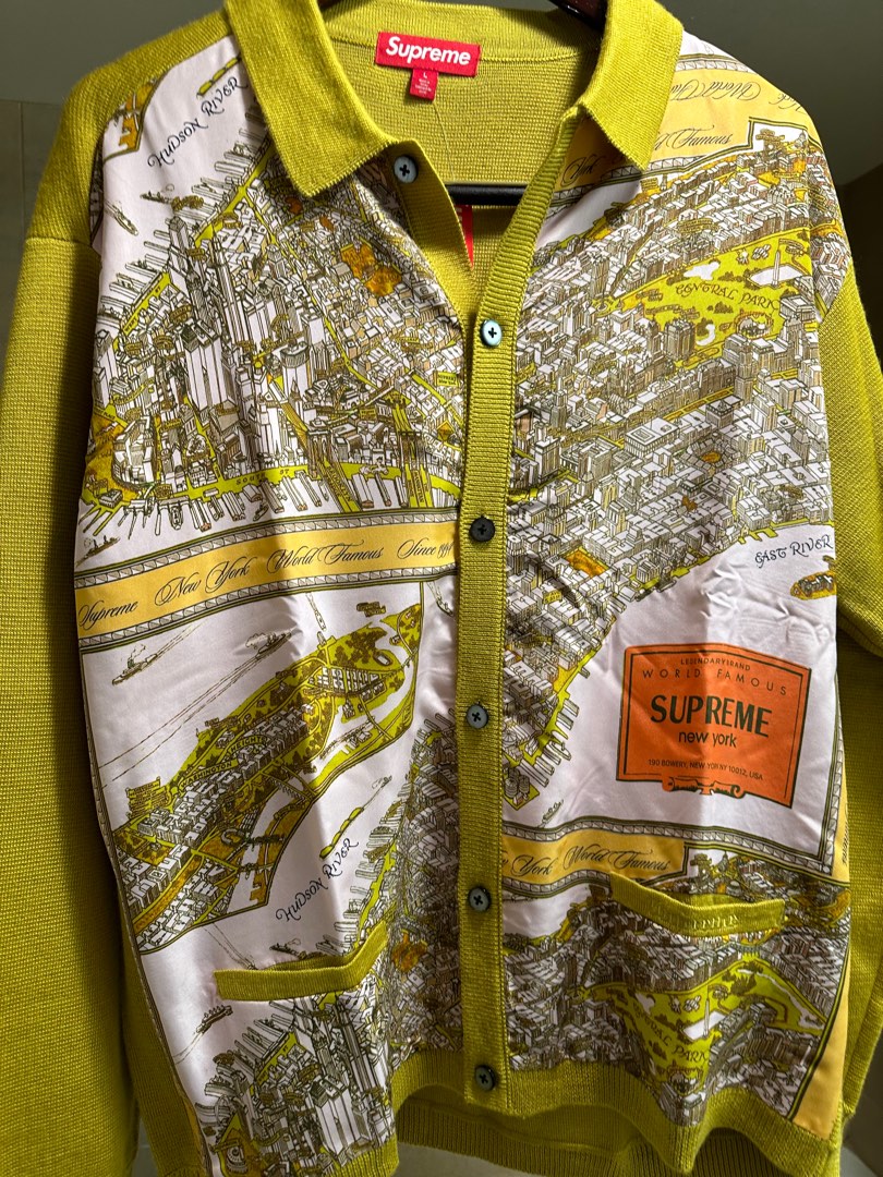 Supreme silk map cardigan (fall/winter 2023), Men's Fashion, Tops