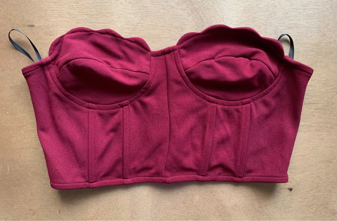 Sweetheart Wine Red Corset Top on Carousell