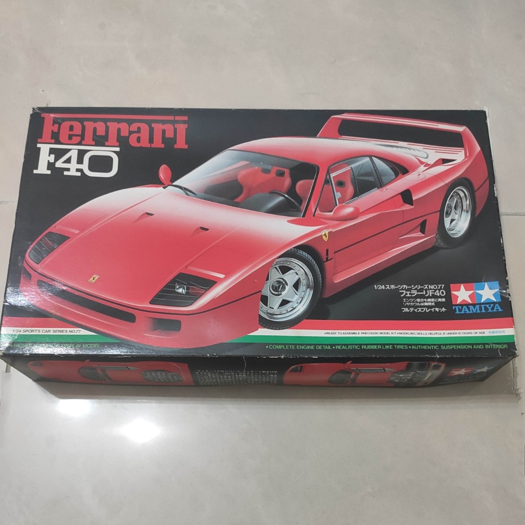 Tamiya 1/24 24077 法拉利中古模型Ferrari F40, 興趣及遊戲, 玩具