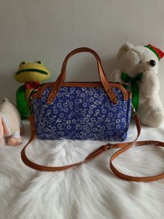 Tas selempang / sling bag batik + kulit asli Yogya baru