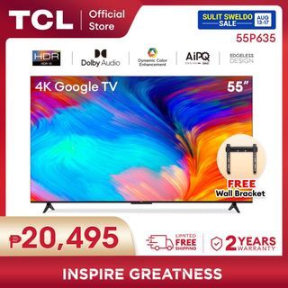 TCL 55 Inch 4K Smart Google TV - 55P635 (HDR, Netflix, YouTube, Chromecast, Google Assistant, Dolby Vision Atmos, Dolby Audio)