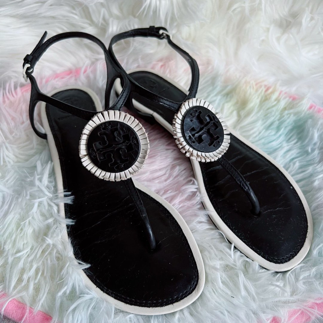 Tory Burch Women s Flat Thong Sandals Black Women s Fashion