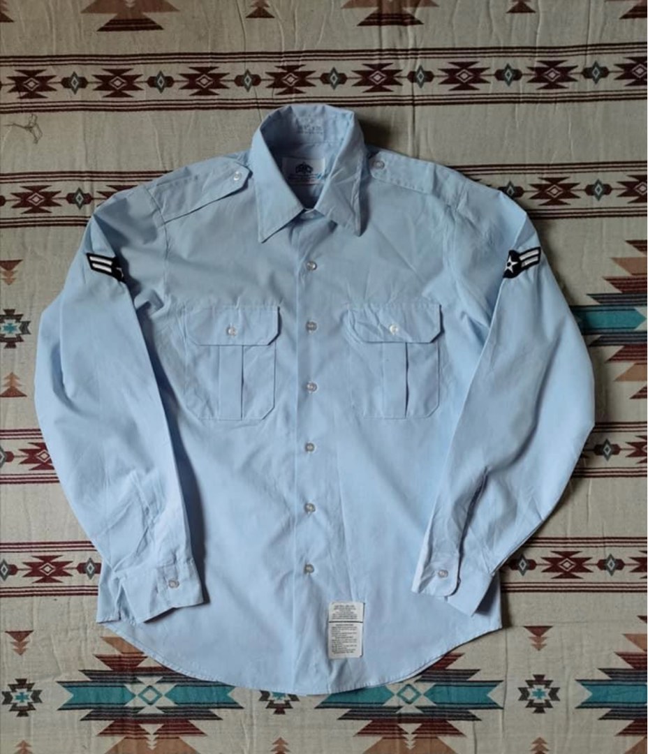 00'S US military genuine DSCP military chambray shirt made in USA L-34SL men's L /eaa443610