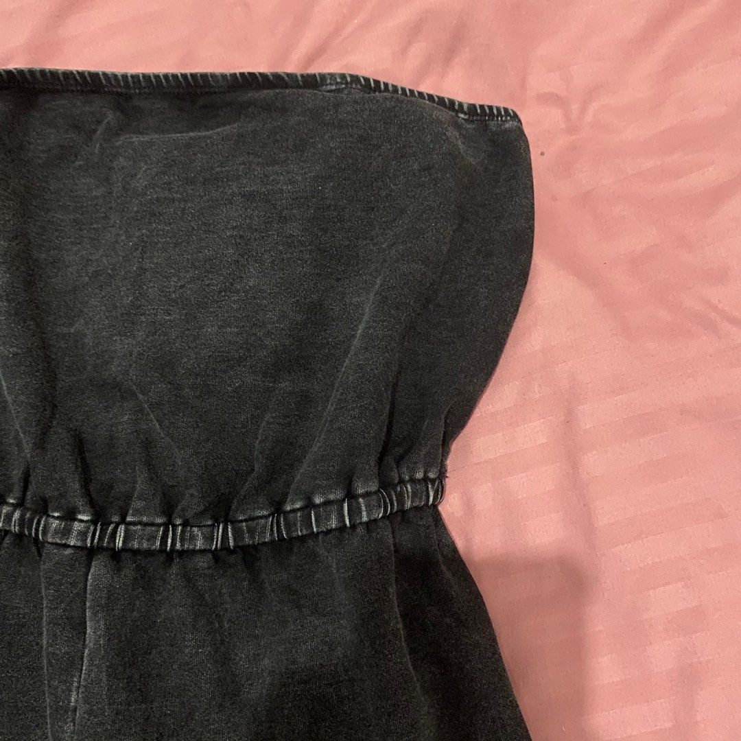 Washed black romper zara insp shein (Category: Rompers) located in Angeles City. Submitted by caifits (Listing ID 1249569091, Image 2). Description: small on tag! -washed black color super nice when worn !!.