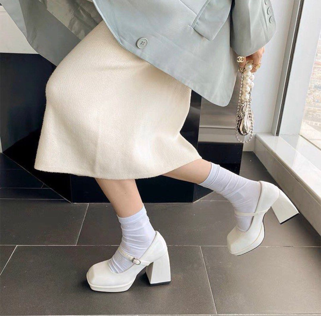 White heeled mary janes on sale