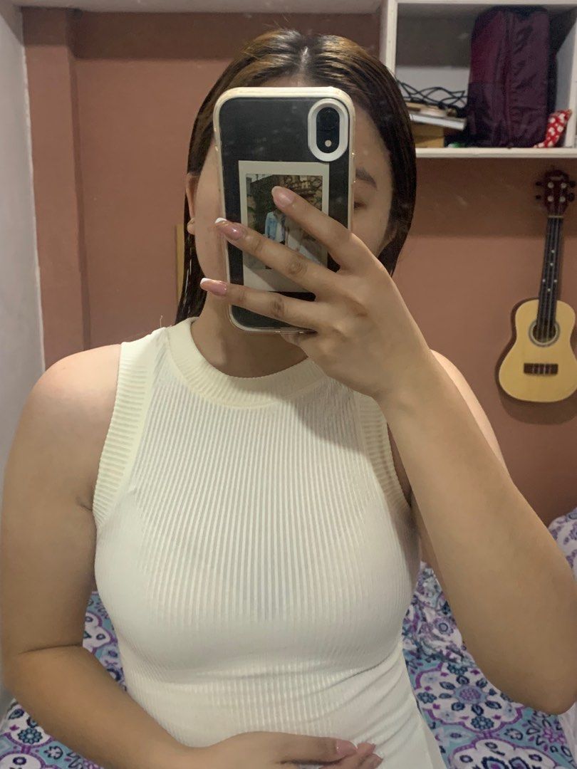 White ribbed dress (Category: Dresses) located in Manila. Submitted by alwaysfrei (Listing ID 1249521360, Image 2). Description: Sad it's too small for me. Hugs your body shape! 😍.