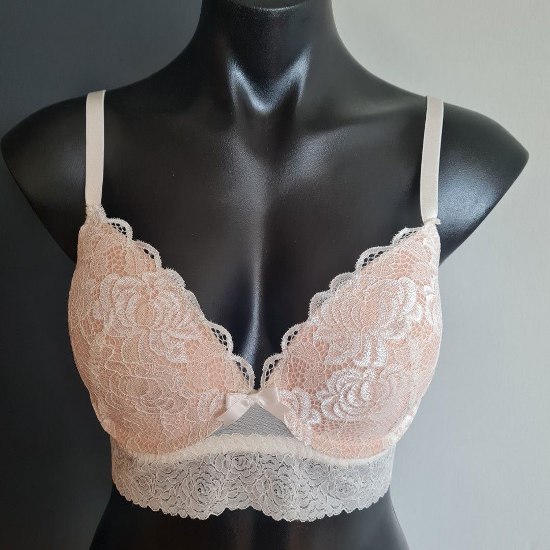 Women's size 14C 'BRAS N THINGS' Gorgeous white and nude rose lace bra - AS  NEW, Women's Fashion, Clothes on Carousell