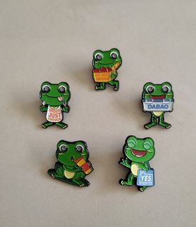 [WTS/WTT] Brand New Cute Singapore Go Green Mascot Enamel Pin - The Captain Green. Act As Reminder For Kids To Reduce Wastage Too. Full Set of 5 For $13. If Trade, For Ikea  Pins Or HPB Pokemon Keychains . See All Pics