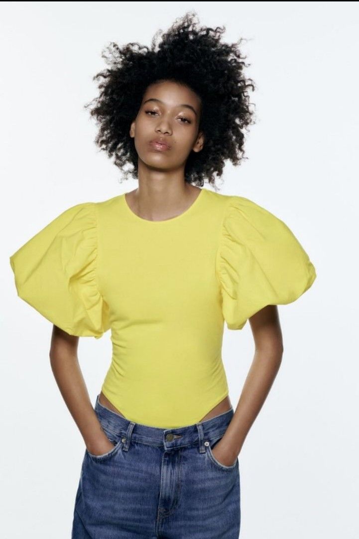 Zara Puff Sleeve Bodysuit on Carousell
