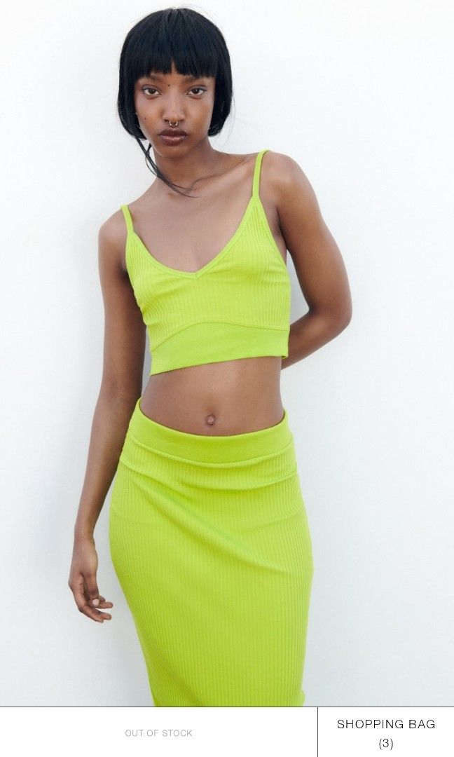 Zara Ribbed crop top Women s Fashion Tops Others Tops on Carousell