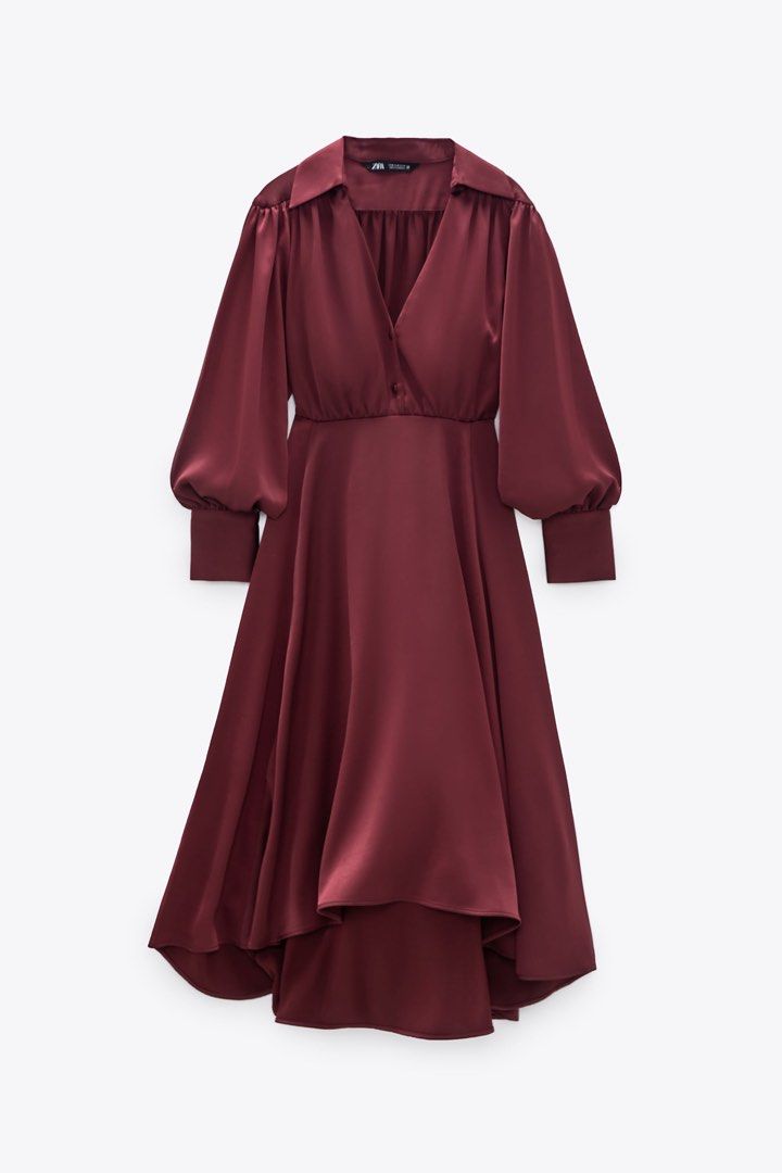 Burgundy dress zara shop
