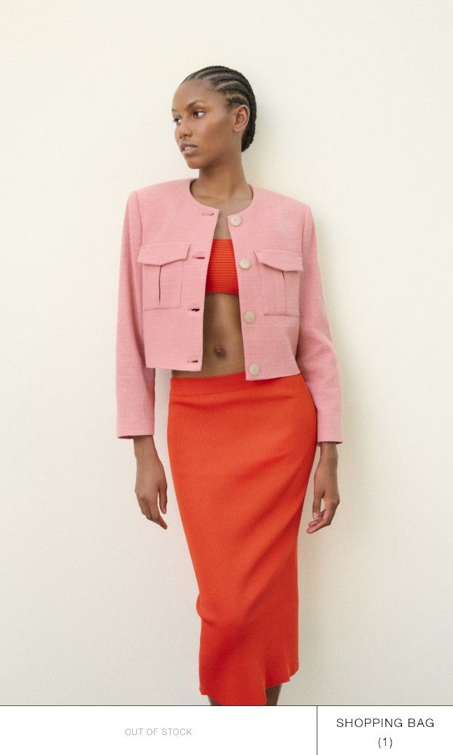 Textured cropped jacket zara Clearance