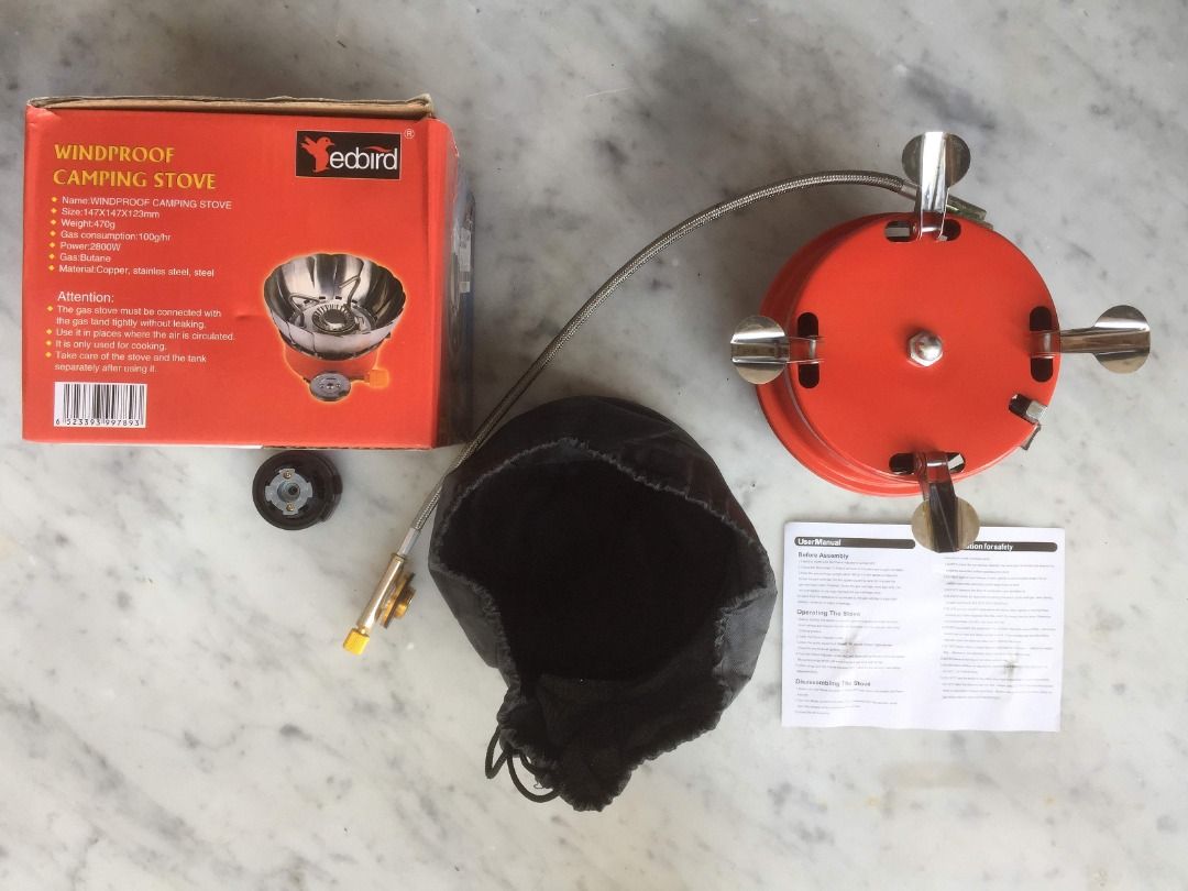 $100 edbird Windproof Camping Portable Stove 防風露營爐頭有轉換頭可兩用石油氣罐及高山氣罐MA-200  (新版有安全延長輸氣管), 運動產品, 行山及露營-