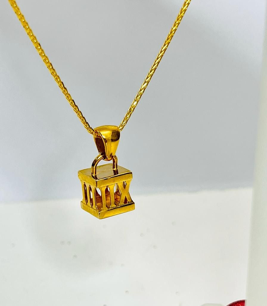 Gold top number pendant