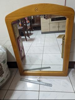 實木化妝鏡 大鏡子 化妝品 收納