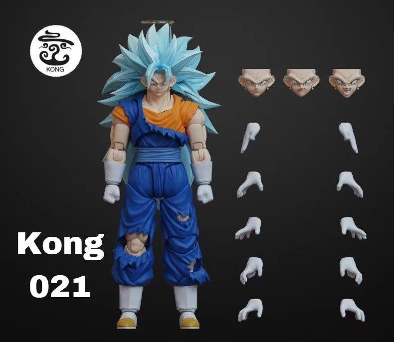 Kong Studios K023 Super Saiyan 3 Blue Goku Head Face Plates Hands