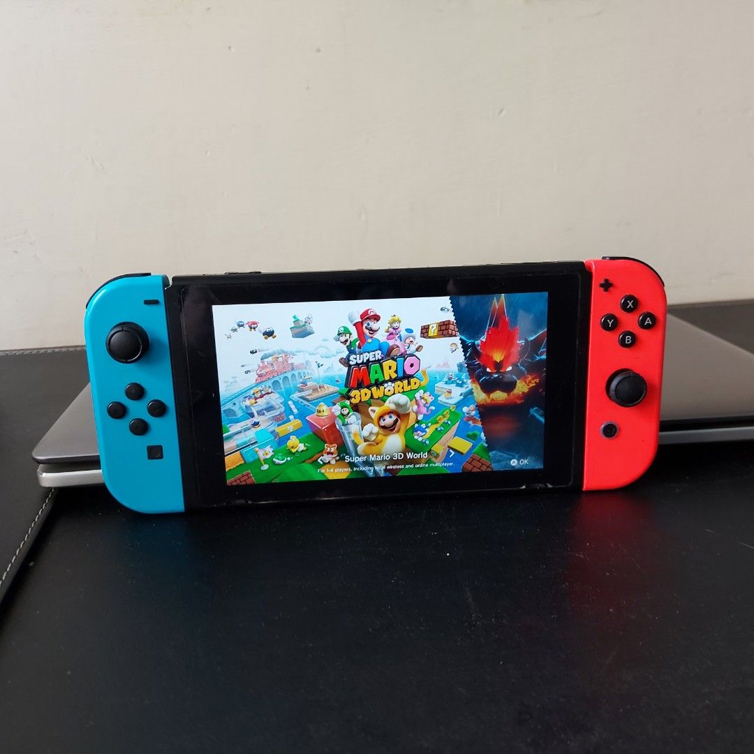 賣全套) Nintendo Switch 主機+27款遊戲+3隻Amiibo+4個遊戲咭case+2本