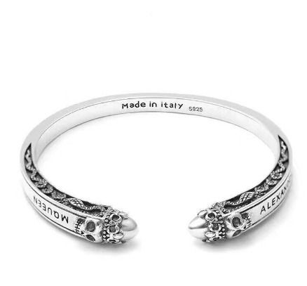 Alexander McQueen 925 Sterling silver Male Female Bracelet Jewelry Goddess Valentine s Lover Birthday Gift Vintage Retro DL1788