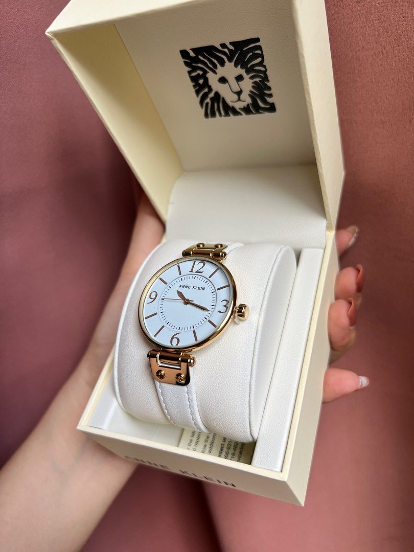 Anne klein white leather strap on sale watch