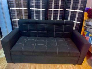 Black fabric sofa 3 seater uratex foam / COD only !!!