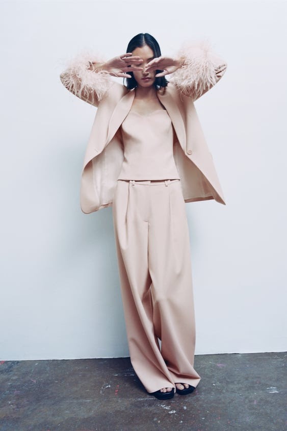 BNWT ZARA WIDE LEG TROUSERS WITH DARTS Women s Fashion Bottoms