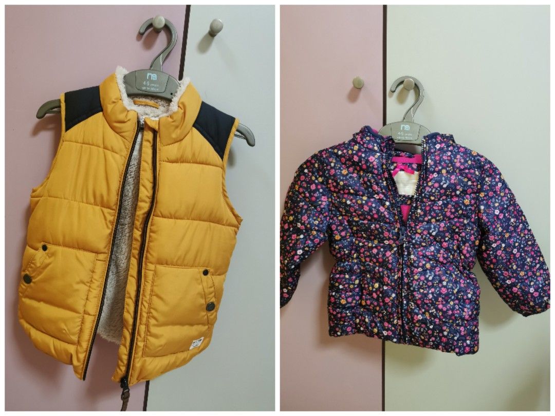 Boy and girl padded vest and jacket