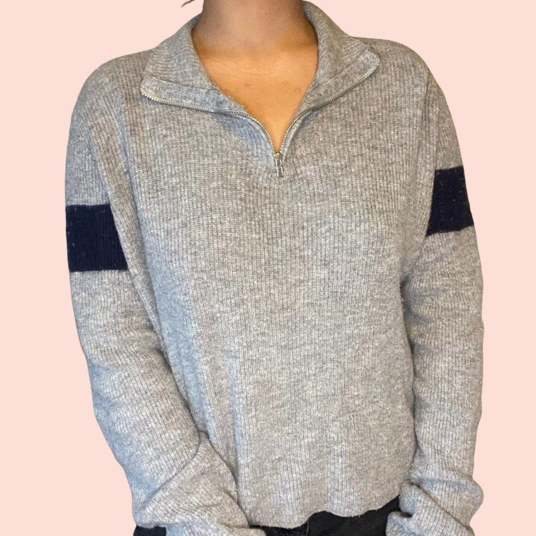 brandy melville casey quater zip sweater, 女裝, 上衣, 長袖衫