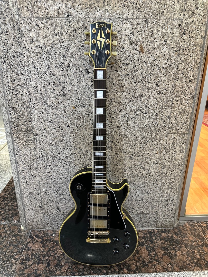 Burny Les Paul Custom Electric Guitar Black Beauty 3 Pick Up RLC75