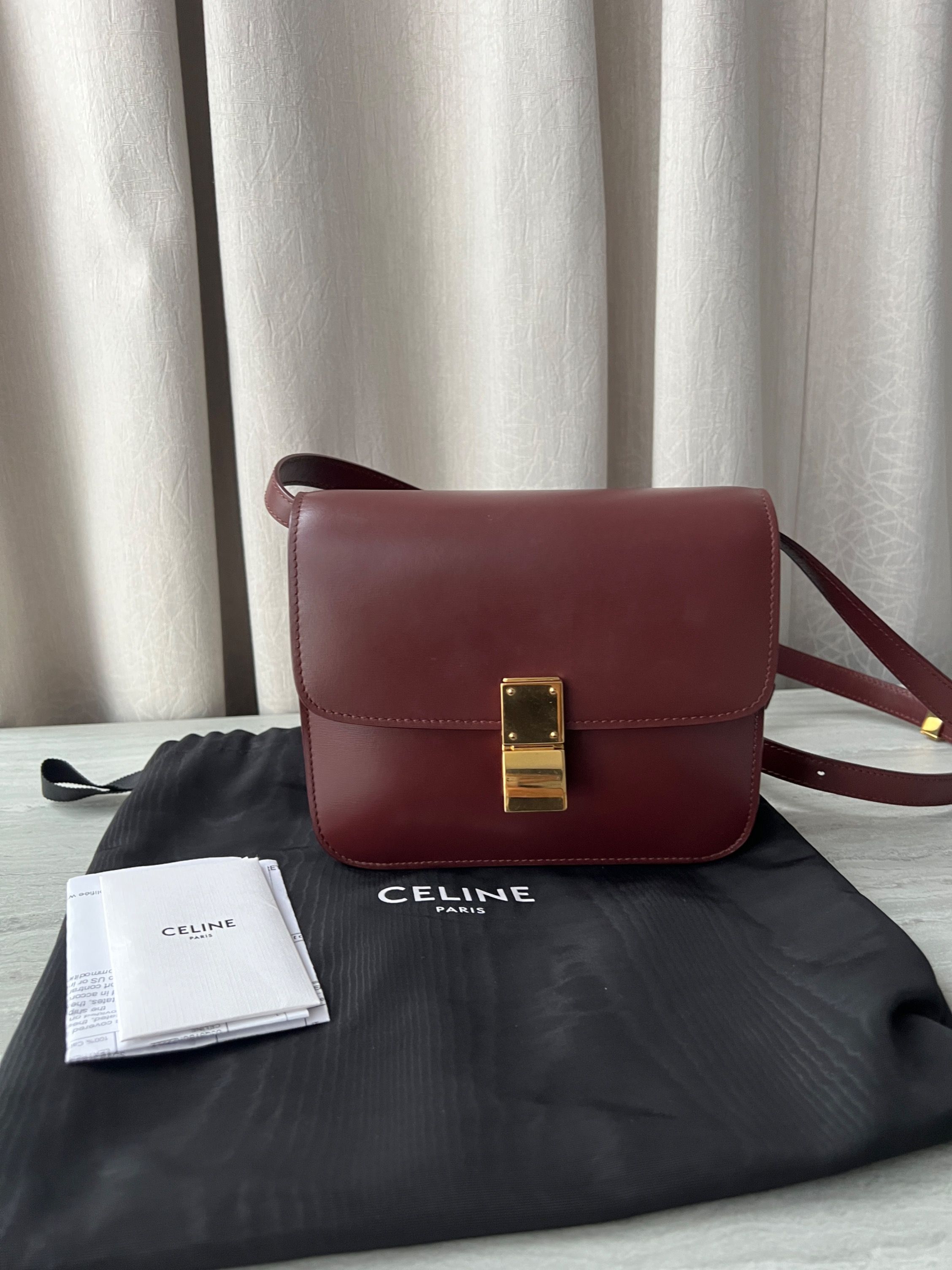 Celine outlet box burgundy