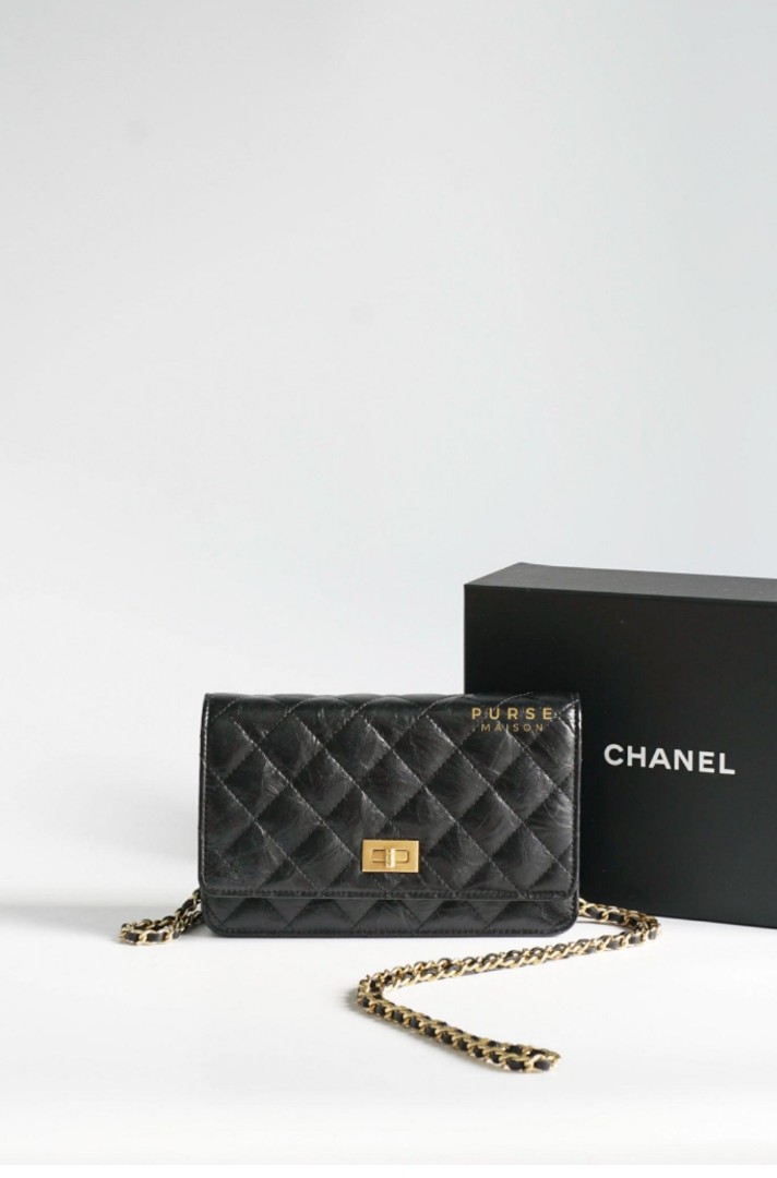 Chanel Aged Calfskin Quilted Reissue Wallet On Chain WOC Black