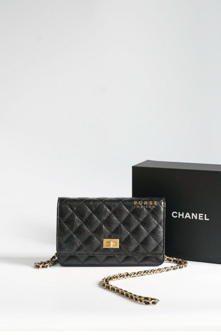 Chanel, Calfskin So Black Boy Wallet on Chain