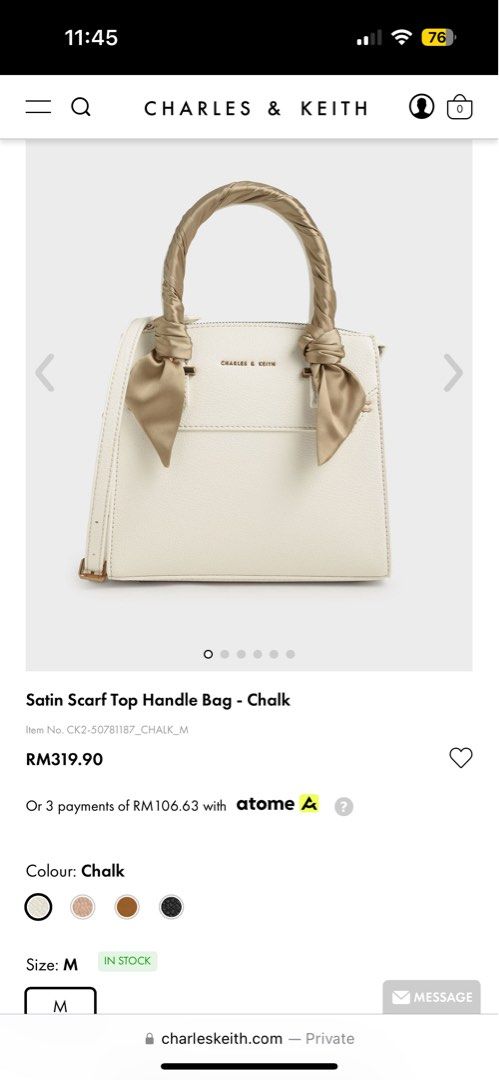 Charles and keith satin scarf top handle bag sale