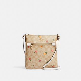 Coach Outlet Mini Rowan Crossbody In Signature Canvas With Hula Print in  White