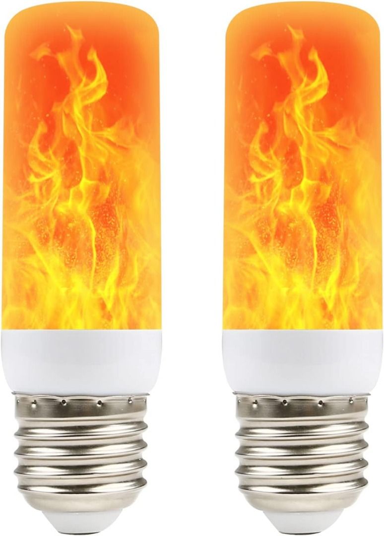 2 Pack LED Yellow Flame Bulb for Outdoor Decoration E26/E27 Base with  Gravity Sensor for Halloween and Christmas 
