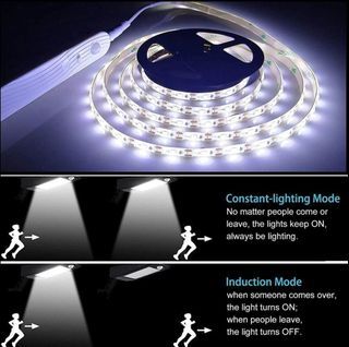 (DELIVERY FREE) White 3M Powerlight Motion Sensor Led Closet Light, Dc 5V Optional Rechargeable Battery Function with Free Tape Strip Under Bed Closet Decoration Lamp Lights