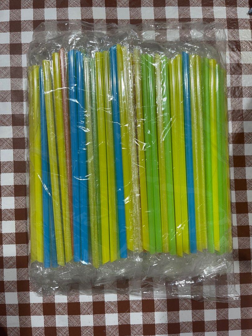 100 Pack Green Plastic Straws Individually Wrapped - 8 0.6 Wide Drinking  Straw, Bpa Free