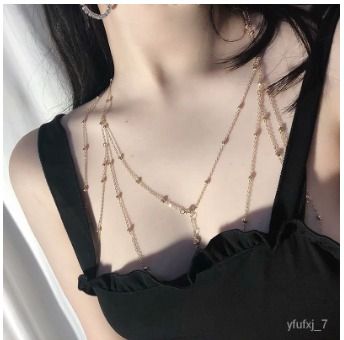 Geometric Gold-plated Womens Chest Chain Metal Body Chain Body