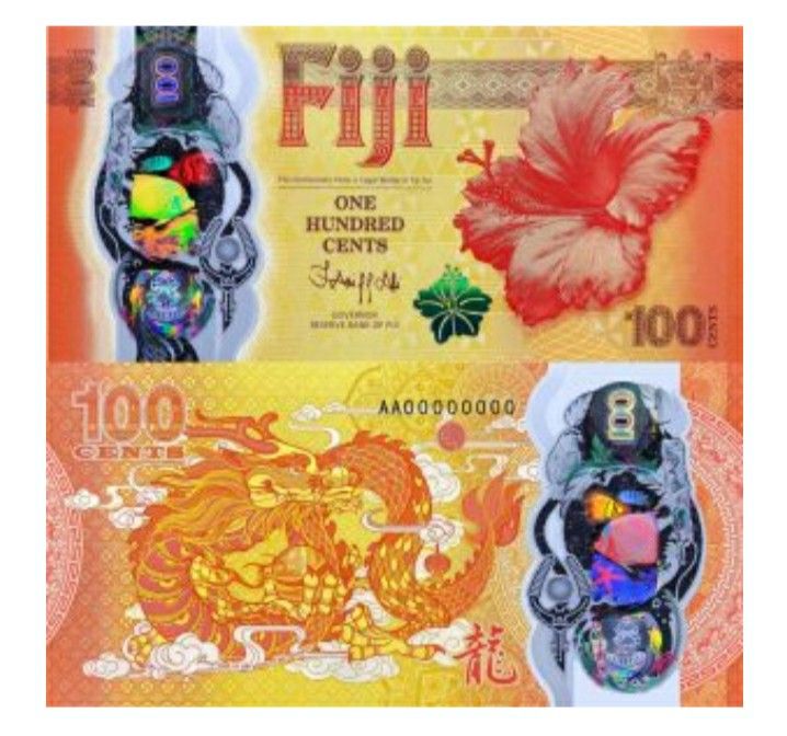 2023 Fiji P124 100 Cents Banknote UNC Polymer China Year of the Dragon
