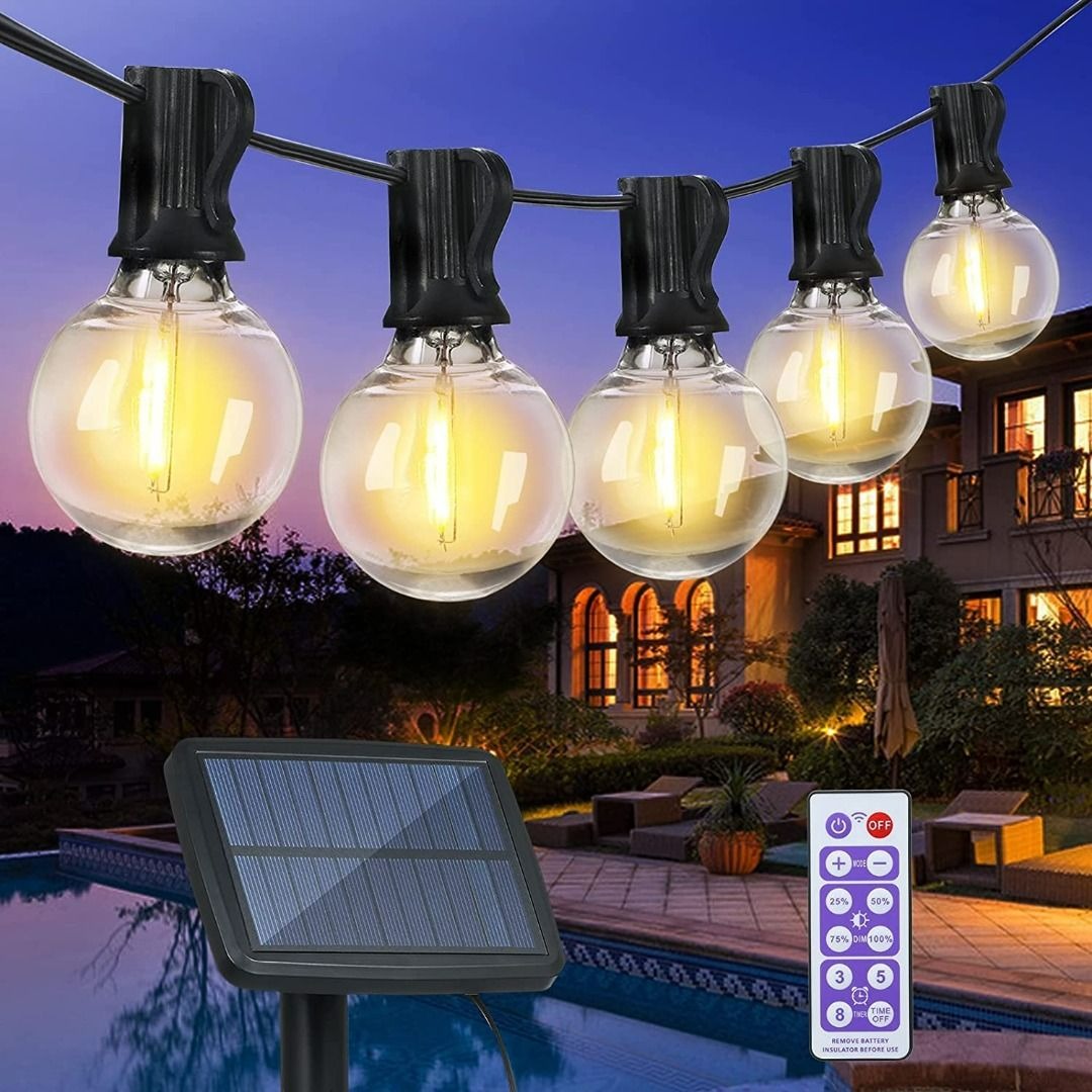 4030] G40 Outdoor Solar LED Fairy Lights with remote controller 8m 25  LEDs Bulbs IP55 Waterproof Mode Solar Fairy Lights for Garden, Wedding,  Balcony, Home, Christmas Decoration, Warm White
