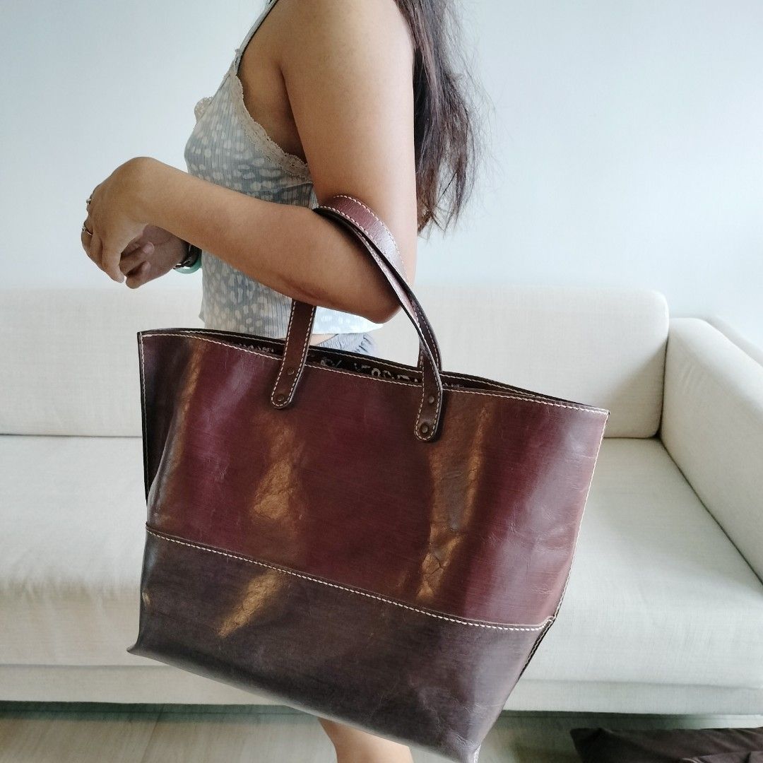 Genuine leather tote discount bag