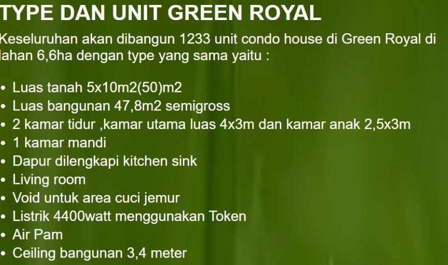 Green Royal Condo House Lantai 2, Properti, Rental di Carousell