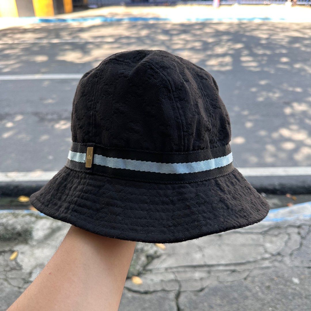 Gucci Navy Blue Monogram Denim Wide Brim Bucket Hat M